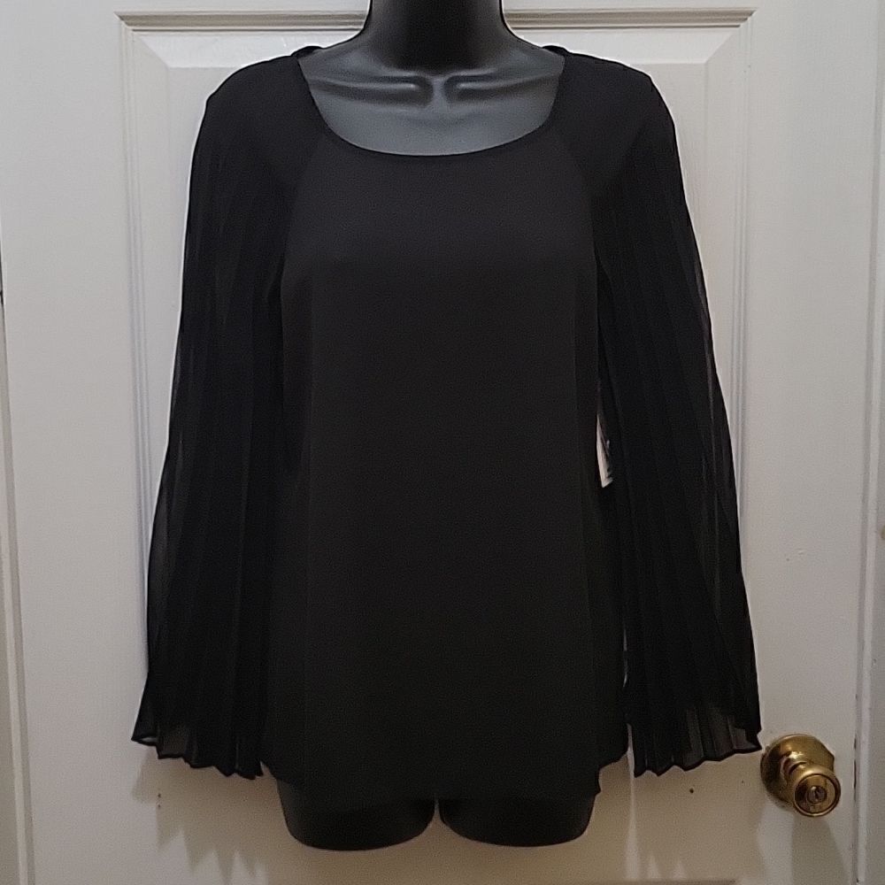H by Halston Top with Pleated Sleeves